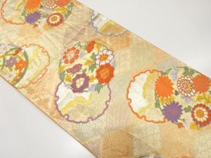 雪輪に花丸模様織り出し　袋帯